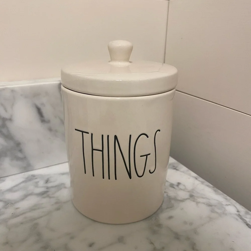 New Rae Dunn white things canister with lid